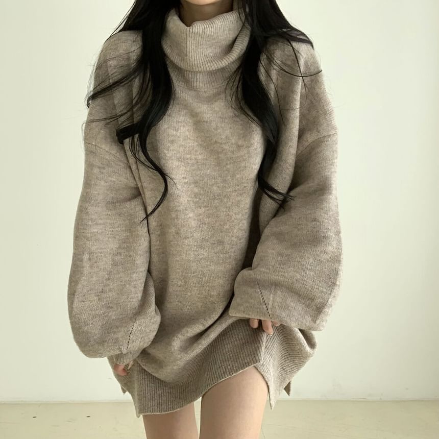 Oversized Turtleneck Sweater with Drop Shoulder