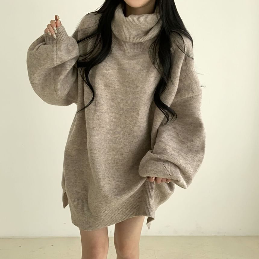 Oversized Turtleneck Sweater with Drop Shoulder