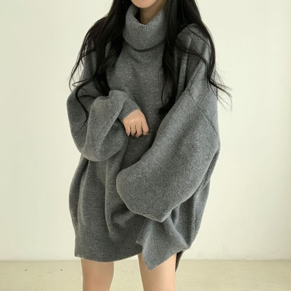 Oversized Turtleneck Sweater with Drop Shoulder