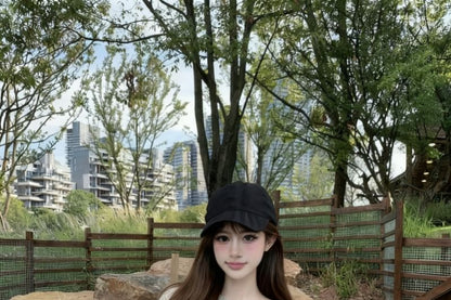 Off-Shoulder Cable Knit Sweater with Solid Pattern