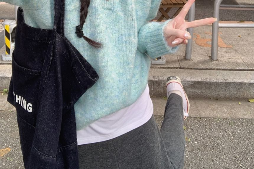 Henley Style Solid Pullover Sweater