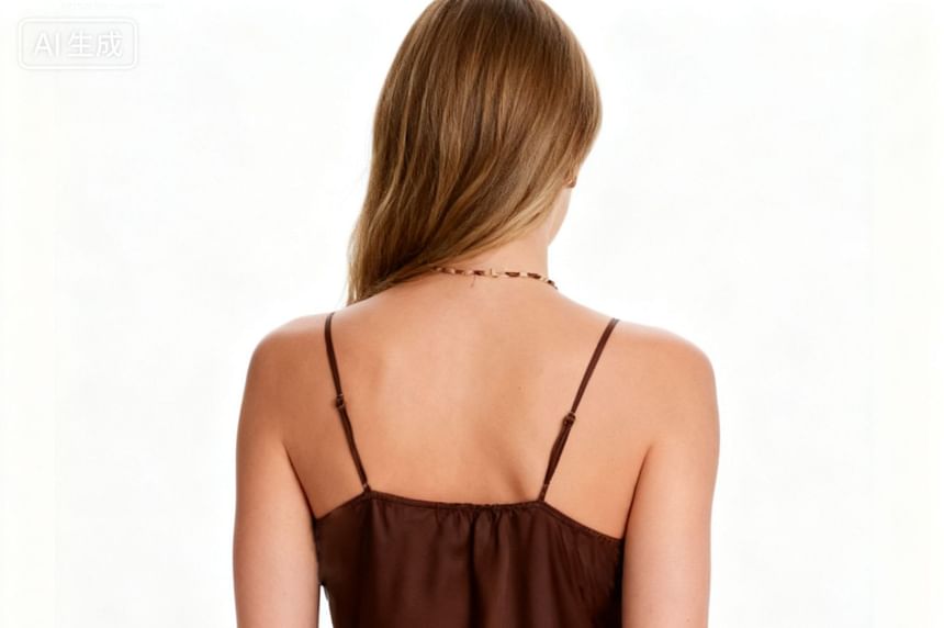 Asymmetrical Camisole with Lace Trim and V-Neck