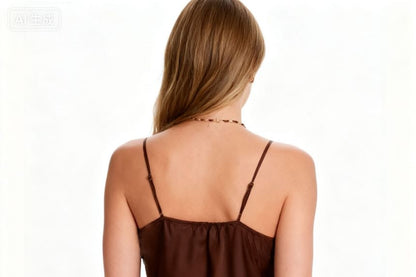 Asymmetrical Camisole with Lace Trim and V-Neck