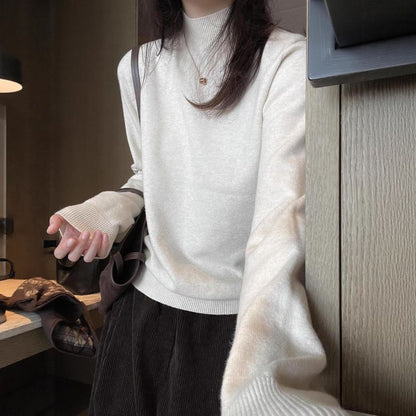 Mock Neck Knit Top Long Sleeve