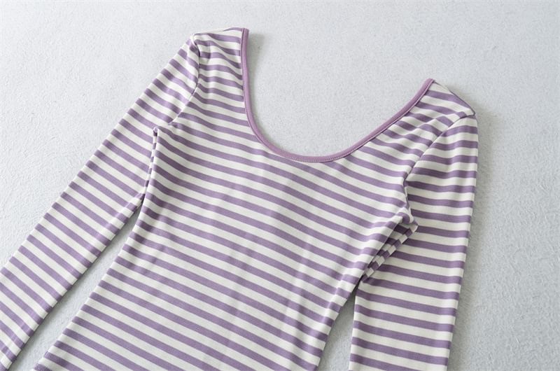 Flared Sleeve Scoop Neck Striped Tee