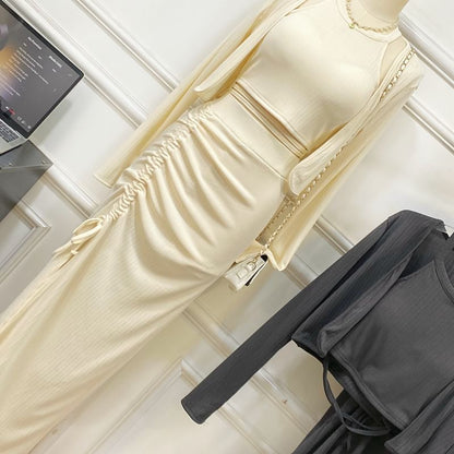 Halter Crop Top with Pencil Skirt and Jacket Set