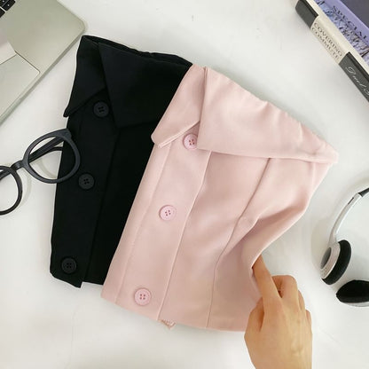 Button-Up Tube Top with Plain Design