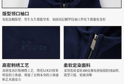 Unisex Oversized High-Neck Zip Hoodie