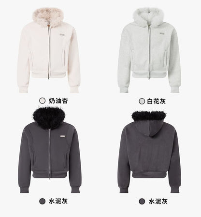 Unisex Faux Fur Panel Zip-Up Hoodie