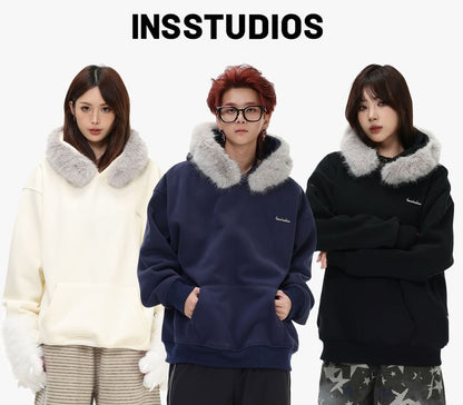 Unisex Faux Fur Trim Overfit Hoodie