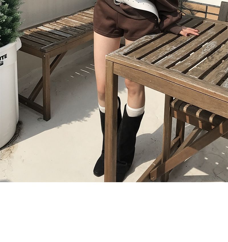 Studded Off-Shoulder Sweatshirt with High-Rise Shorts Set