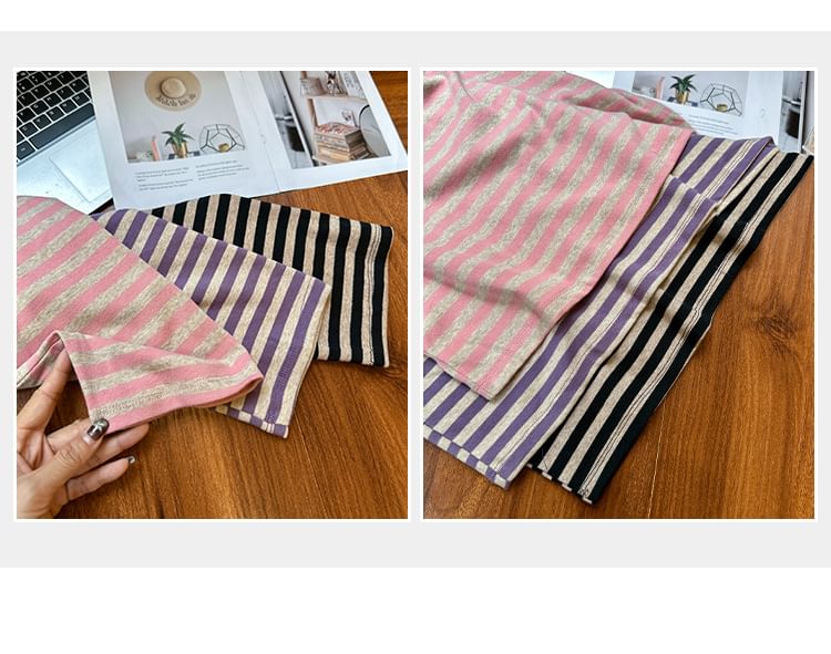 One-Shoulder Striped Long Sleeve Tee