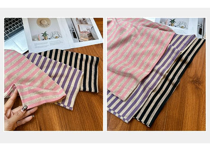 One-Shoulder Striped Long Sleeve Tee