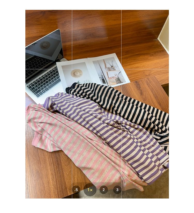 One-Shoulder Striped Long Sleeve Tee