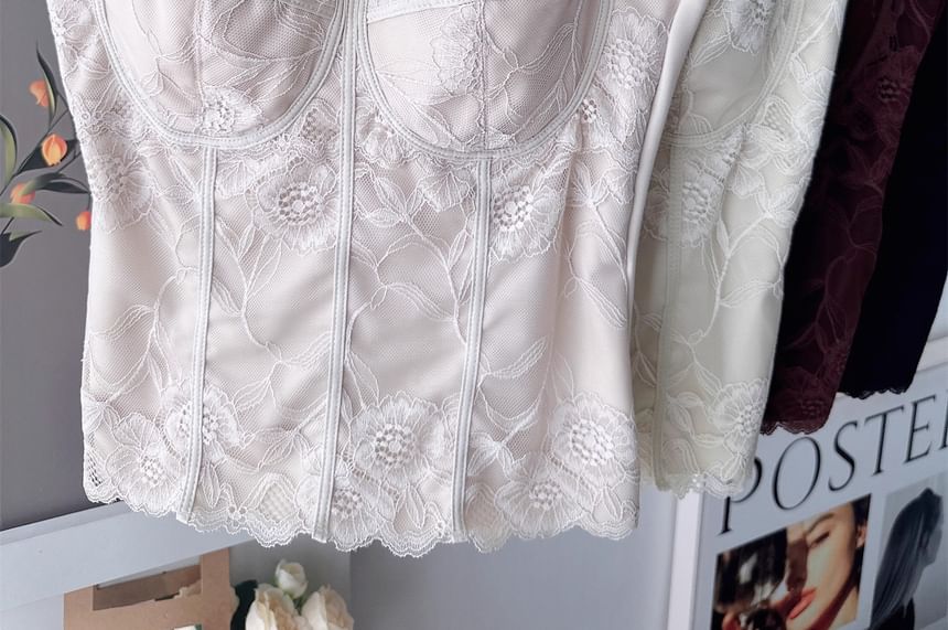 Fleece-Lined Padded Lace Cami Top