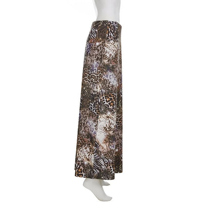 Mid-Rise Leopard Zebra Print Maxi Pencil Skirt
