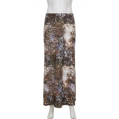 Mid-Rise Leopard Zebra Print Maxi Pencil Skirt