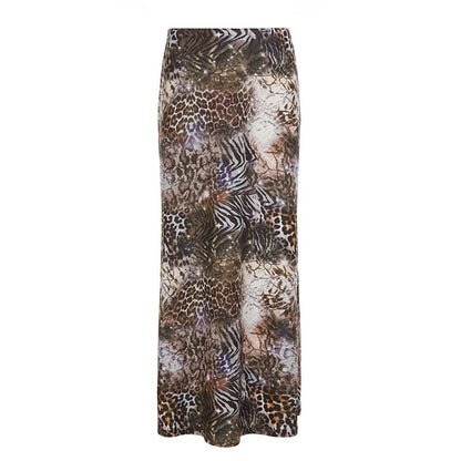 Mid-Rise Leopard Zebra Print Maxi Pencil Skirt