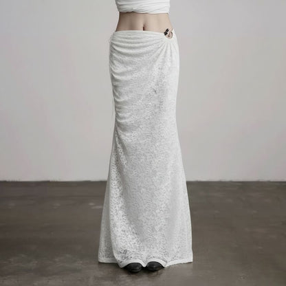 Drawstring Lace Mermaid Maxi Skirt