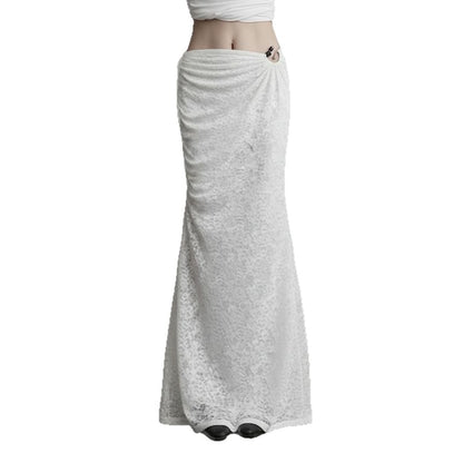 Drawstring Lace Mermaid Maxi Skirt