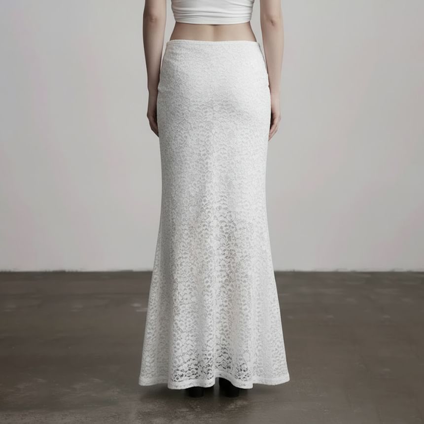 Drawstring Lace Mermaid Maxi Skirt