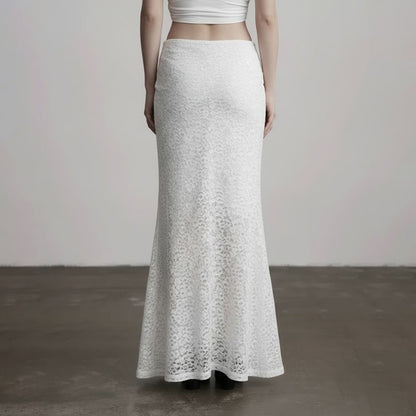 Drawstring Lace Mermaid Maxi Skirt