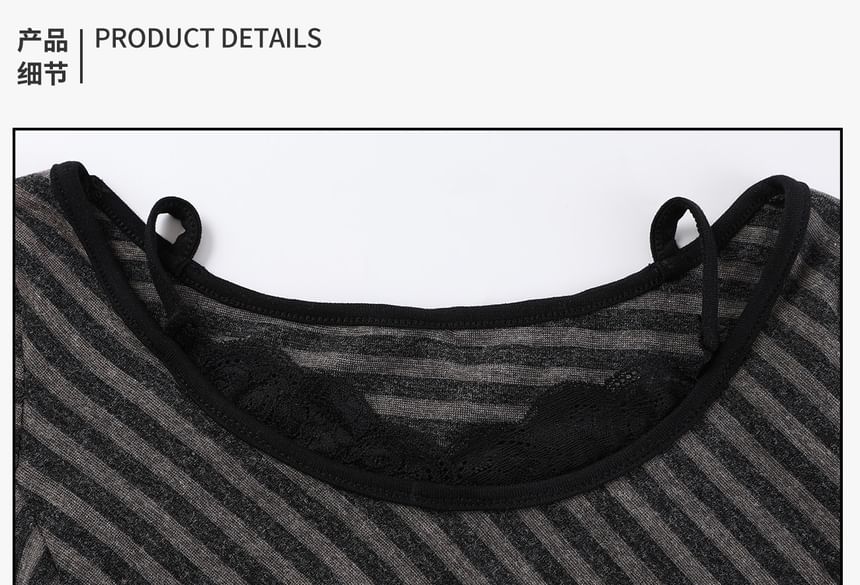 Mock Two-Piece Tee with Lace Panel