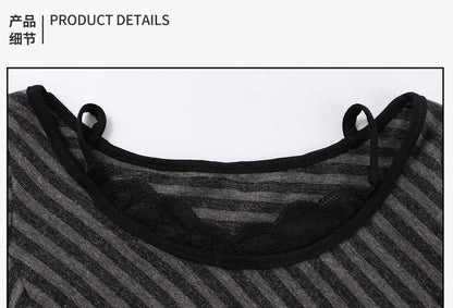 Mock Two-Piece Tee with Lace Panel