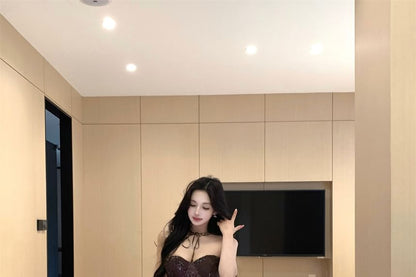 Tube Bustier Top and High Waist Satin Pencil Skirt