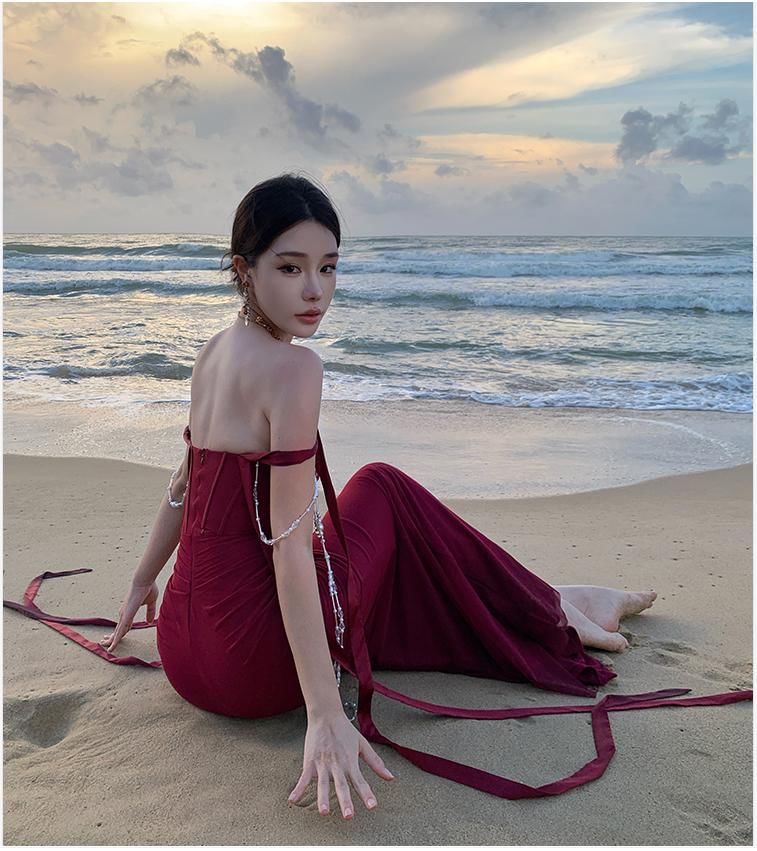 Spaghetti Strap Scoop Neck Plain Maxi Bodycon Dress