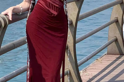 Spaghetti Strap Scoop Neck Plain Maxi Bodycon Dress