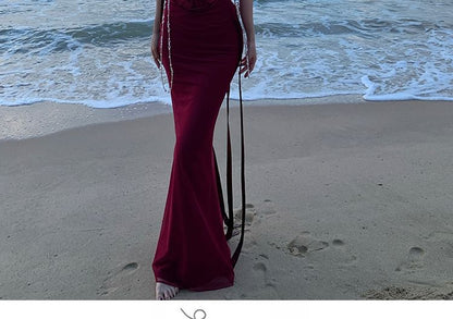 Spaghetti Strap Scoop Neck Plain Maxi Bodycon Dress