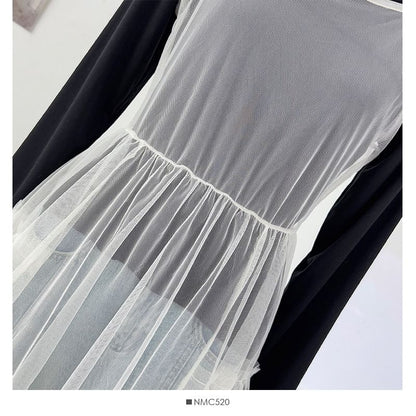 Spaghetti Strap Plain Sheer Midi A-Line Dress