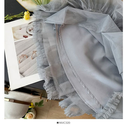 Sheer Asymmetric Hem Mini A-Line Skirt