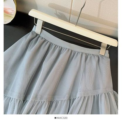 Sheer Asymmetric Hem Mini A-Line Skirt