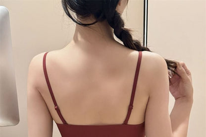 Padded Lace Crop Camisole with V-Neck