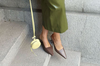 Faux Leather Midi Pencil Skirt with Panel Detail