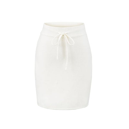 Drawstring Waist Knit Mini Pencil Skirt