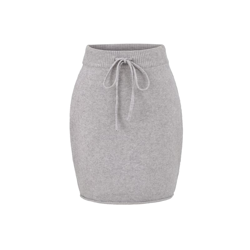 Drawstring Waist Knit Mini Pencil Skirt
