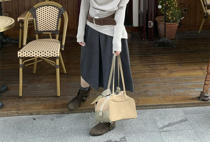 Mock Neck Long-Sleeve Tee and Crew Neck Short-Sleeve Top Duo