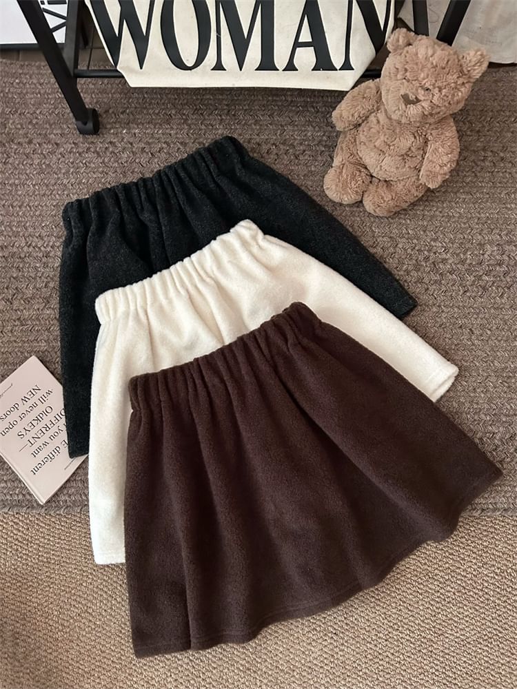 Elastic Waist Solid A-Line Mini Skirt