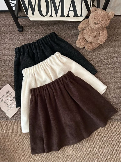 Elastic Waist Solid A-Line Mini Skirt