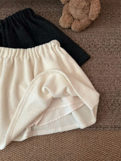 Elastic Waist Solid A-Line Mini Skirt