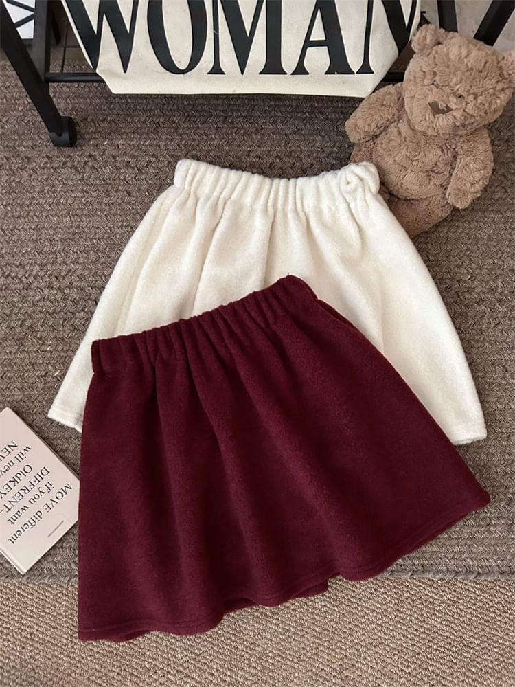 Elastic Waist Solid A-Line Mini Skirt