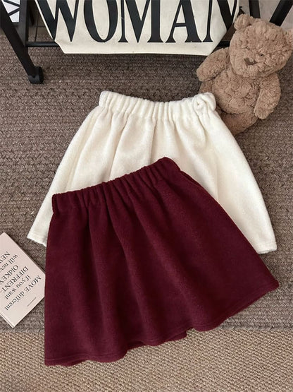 Elastic Waist Solid A-Line Mini Skirt