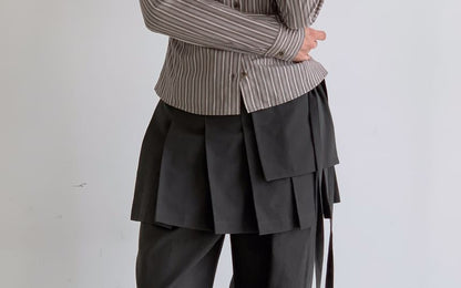 Pleated Mini Skirt and Wide Leg Pants Set
