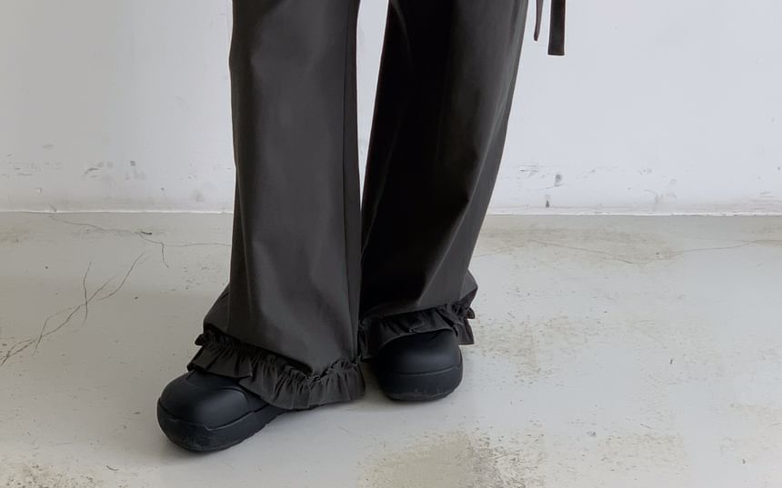Pleated Mini Skirt and Wide Leg Pants Set