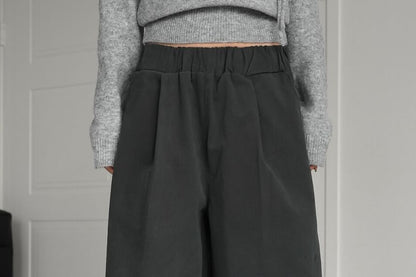 Pleated Mini Skirt and Wide Leg Pants Set