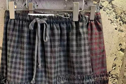 Gingham Ruffle Straight Skirt