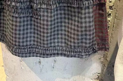Gingham Ruffle Straight Skirt